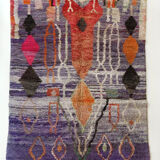 Moroccan Berber carpet boujaad purple with colorful patterns 325x200cm