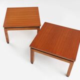 Set of 2 minimalistic MDK Belgium side tables in teak, ca. 1960