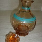 Art Deco carafe in pink transparent glass with cap