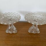 Ancienne paire drageoir coupe cristal pied tripode poisson XIXème vintage