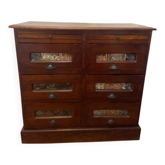Commode tiroirs vitrés