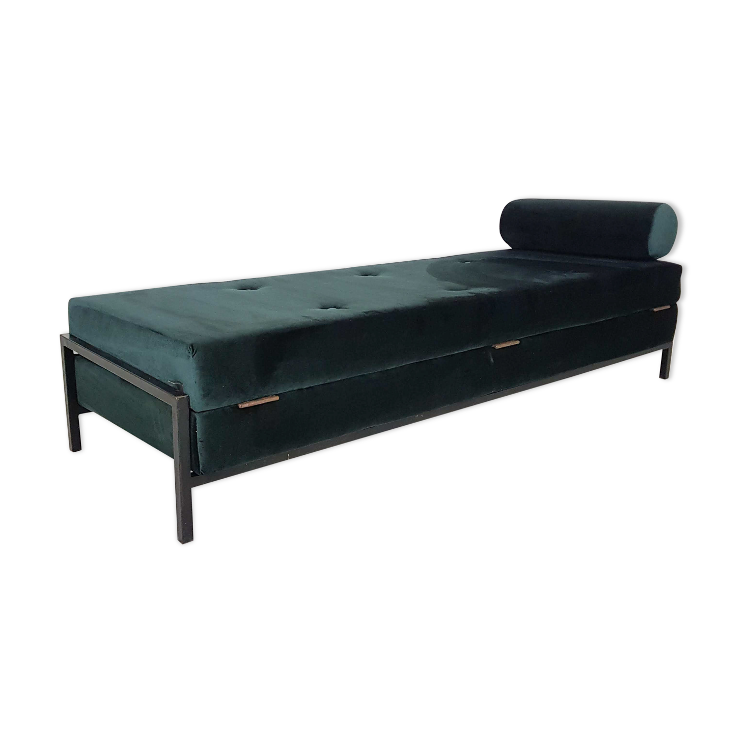 Green velvet daybed Netherlands 1950