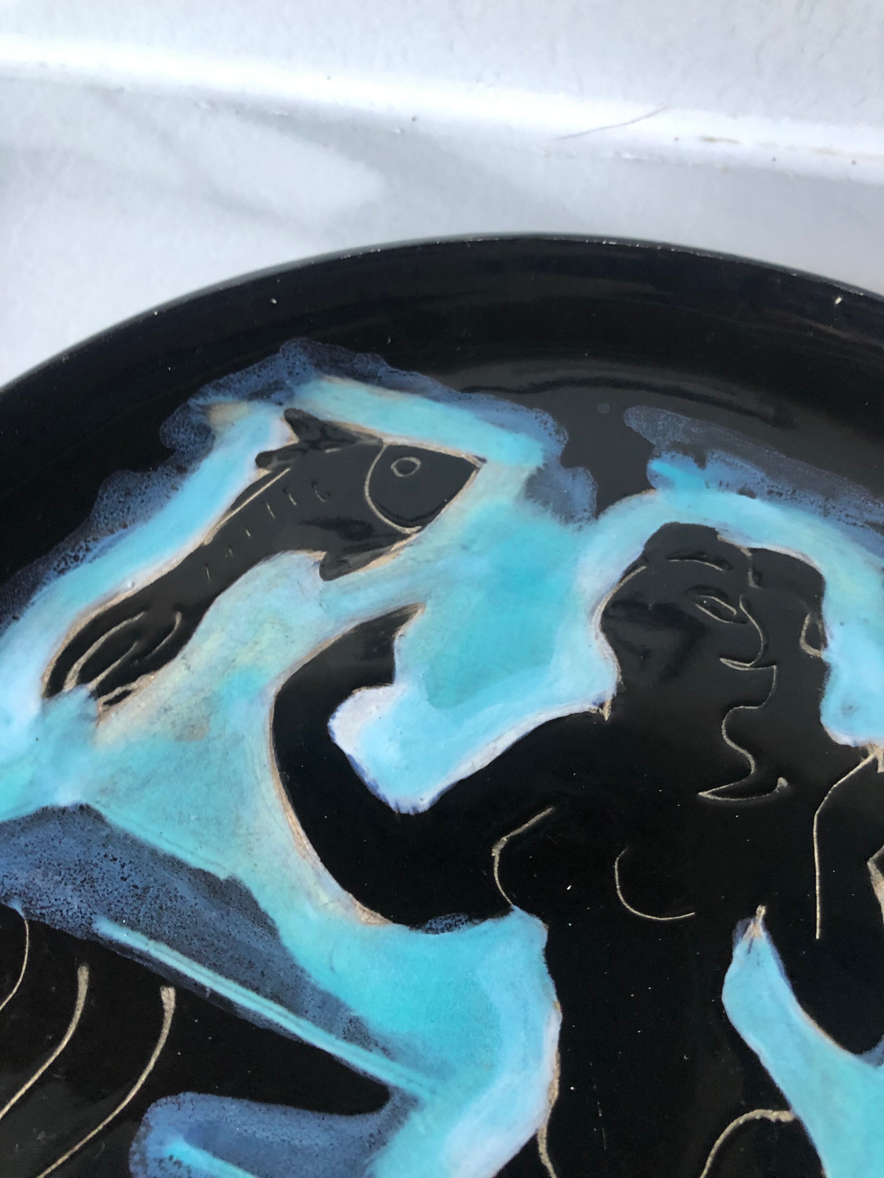 Four plates Vallauris the mermaids