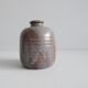 Vase in blau braun, Mid Century Keramik, bauchige Blumenvase