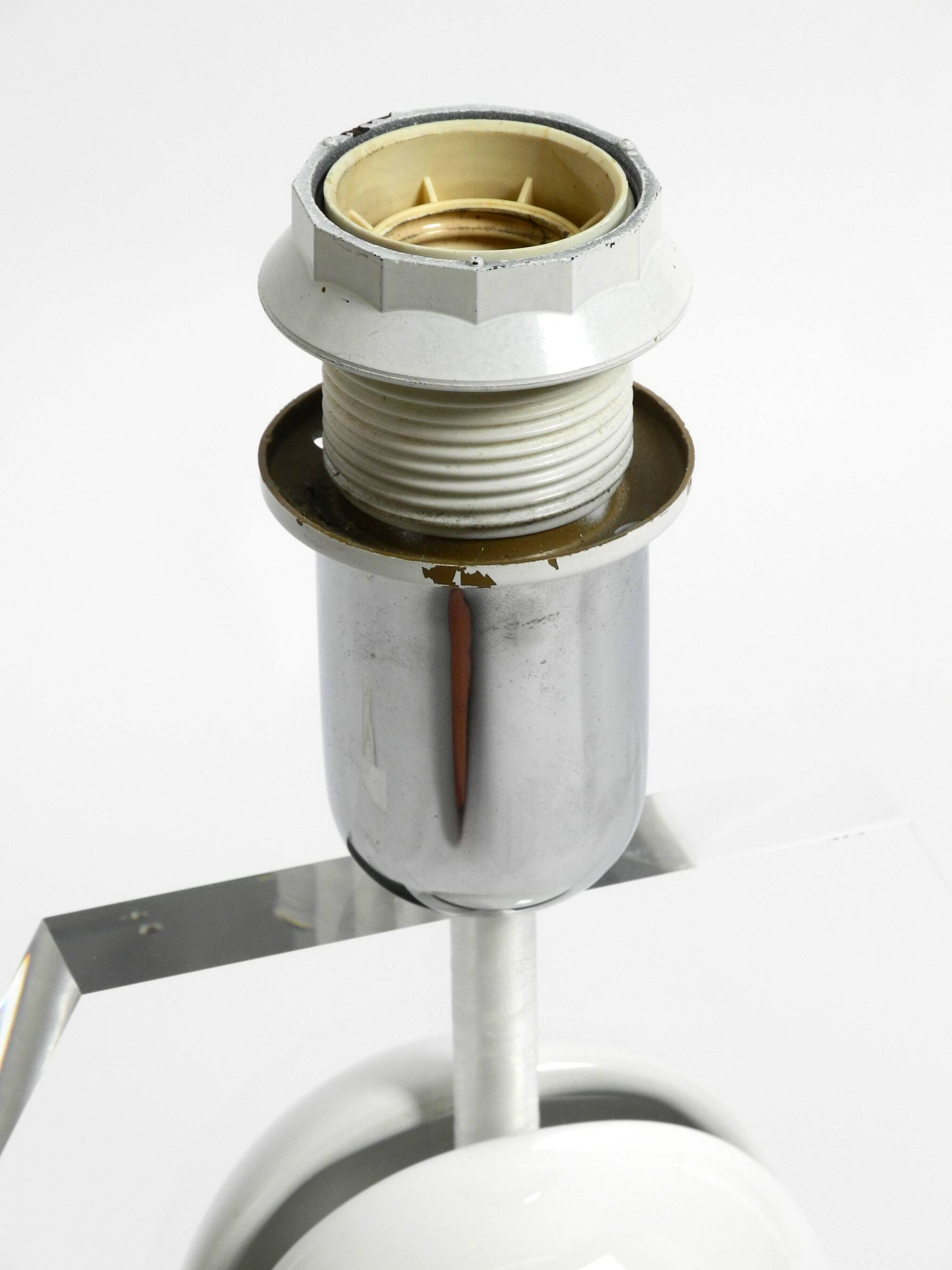 Stunning Italian 1970s ceramic plexiglass table lamp without a shade