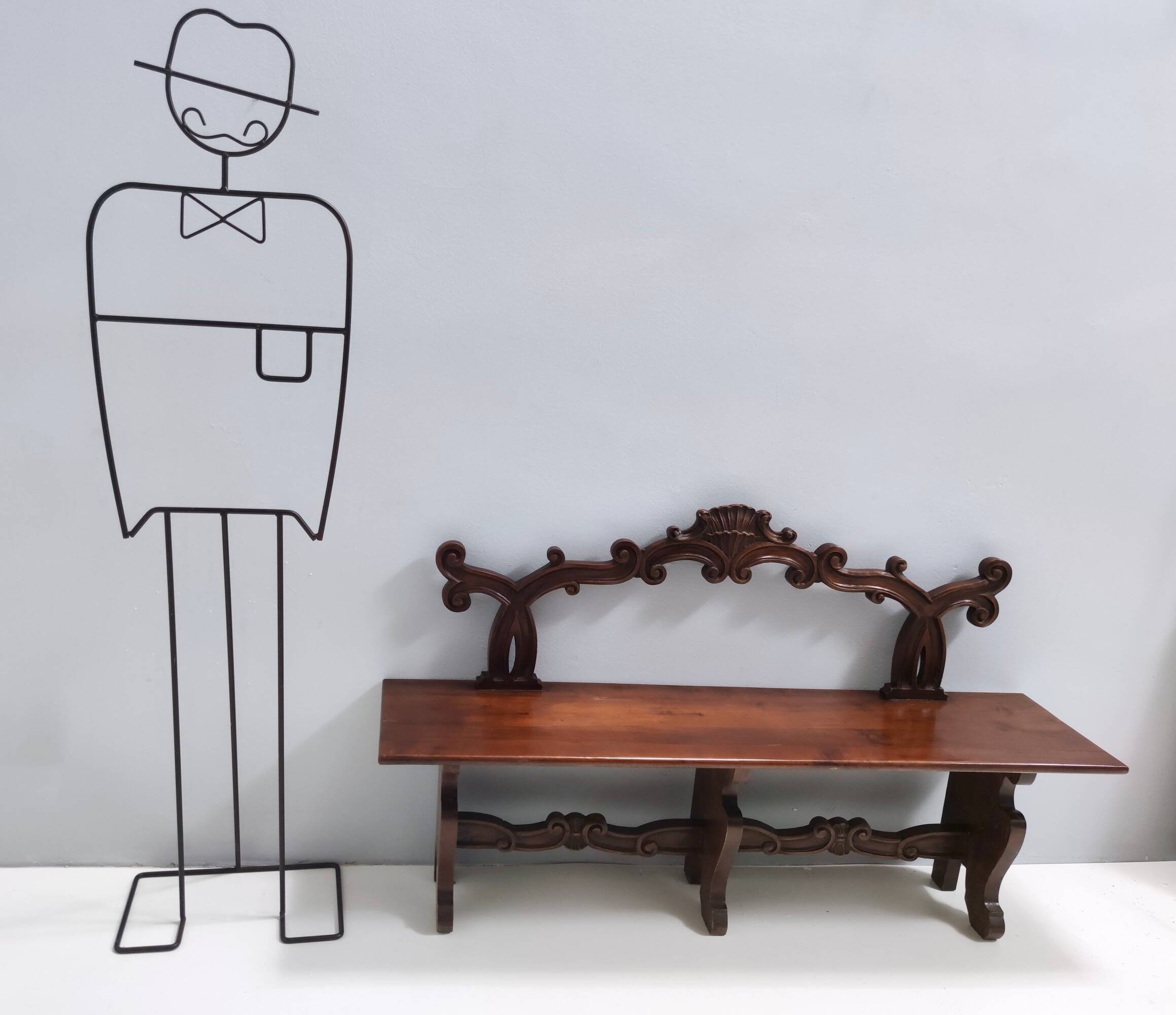 Baroque Style Solid Carved Beech Bench, Italy