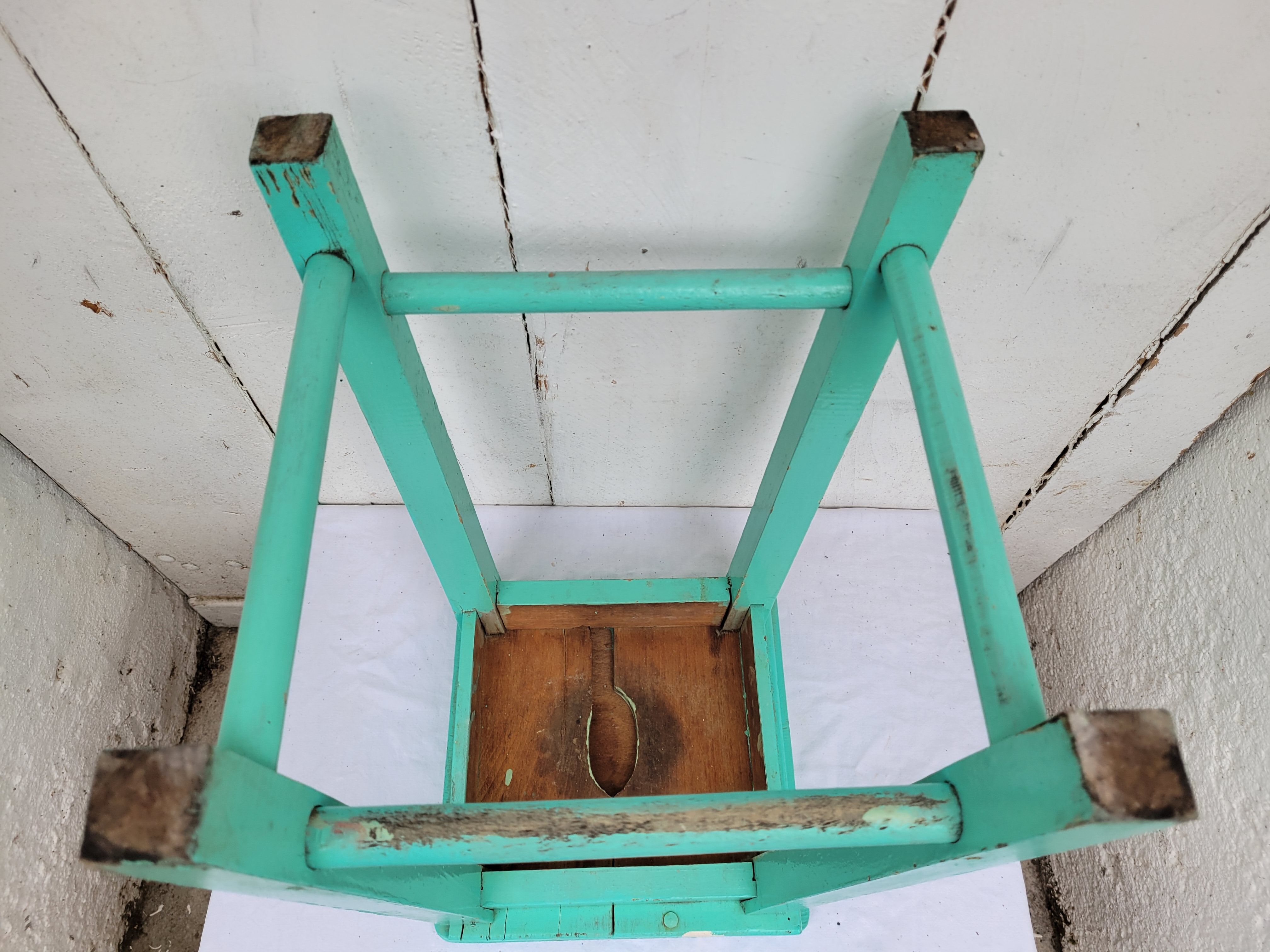 Blue wooden stool