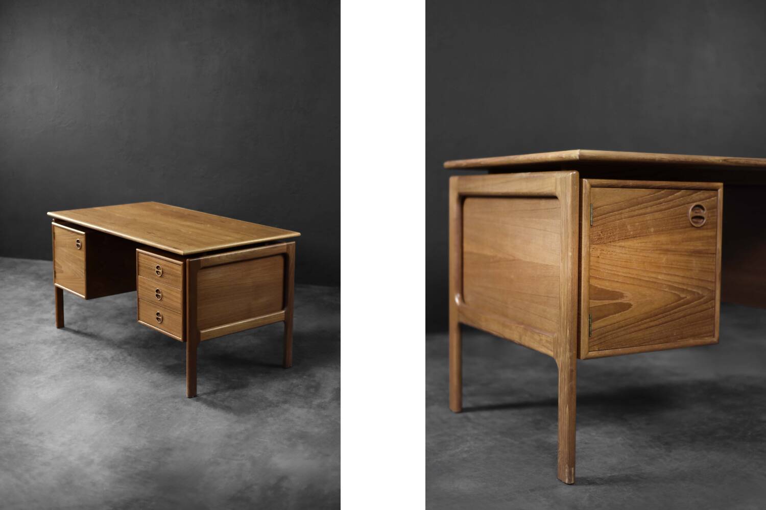 Vintage Mid-Century Danish Modern Brown Teak Desk by Arne Vodder