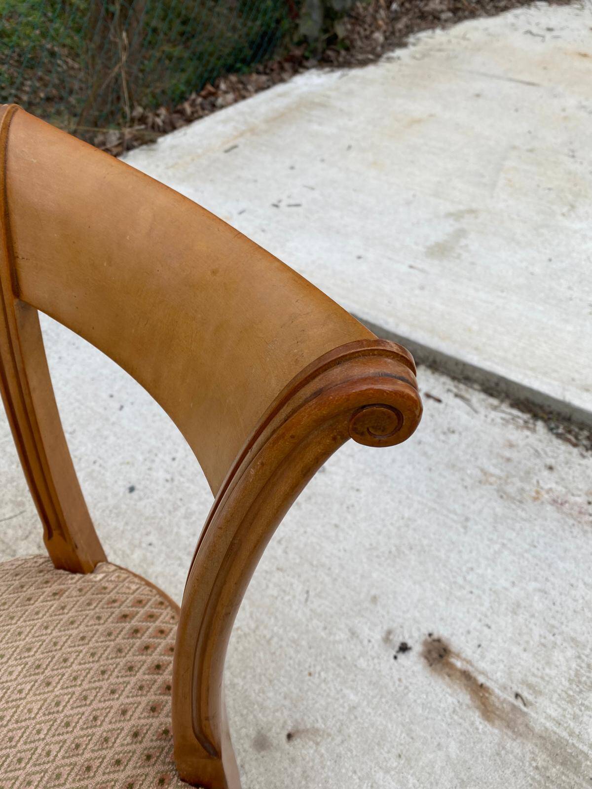 5 Louis XVI chairs in solid wood and beige tiled suede