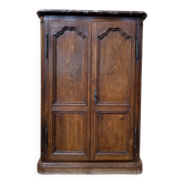 Armoire à plinthe – Style Louis XIV – Chêne massif et marbre d'origine