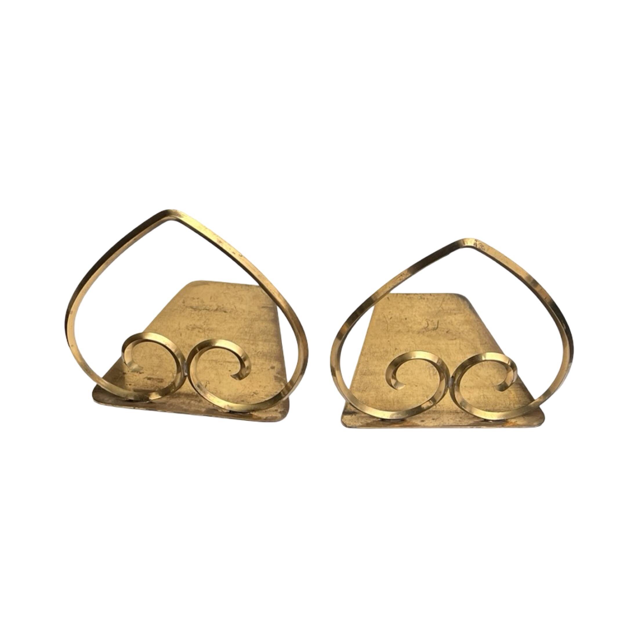 Serre-livres en laiton de style Hollywood Regency, Belgique, années 1970