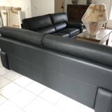 Full-grain black leather sofas