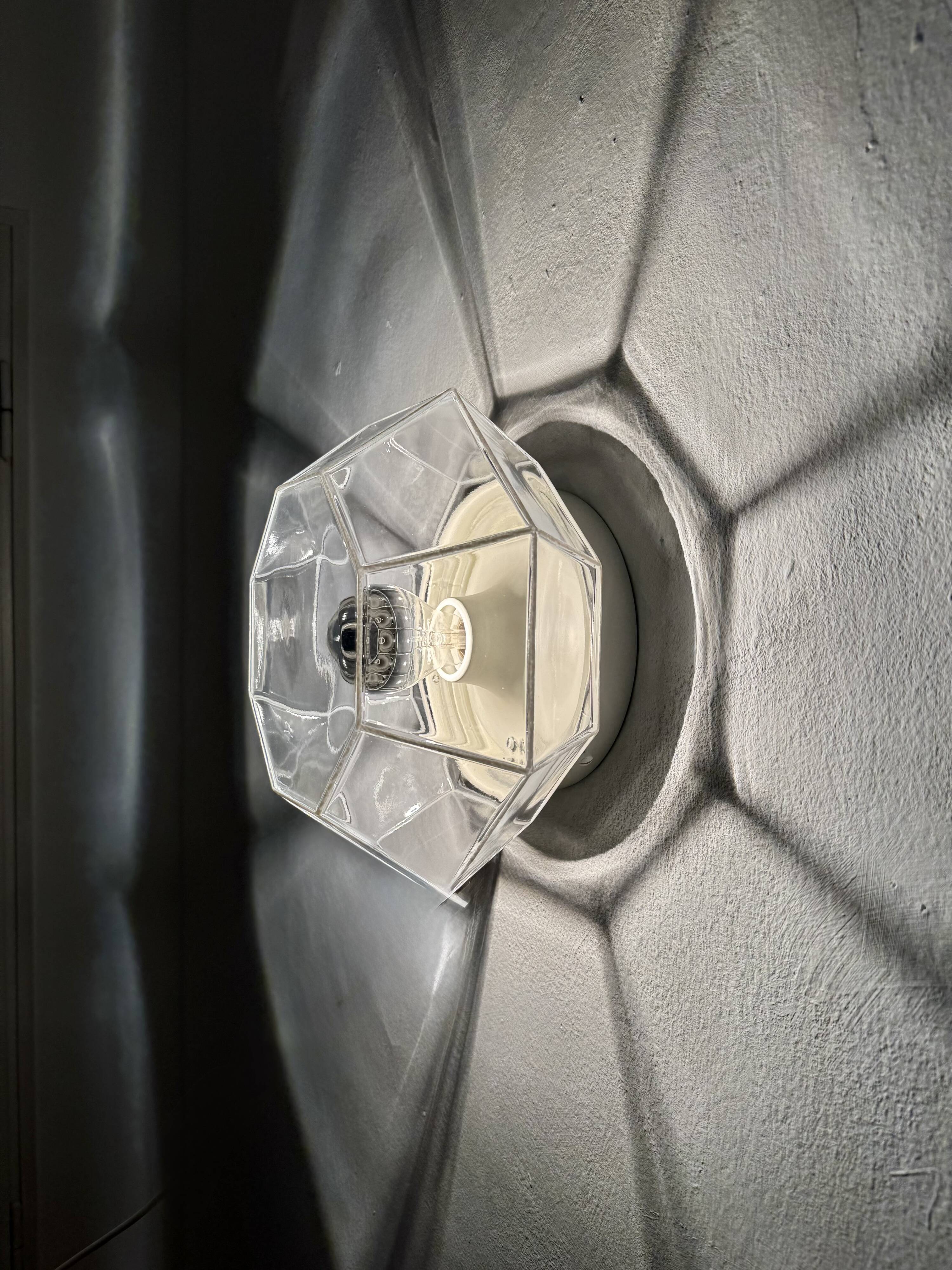 White Flush Light or Wall Lamp by Glashütte Limburg