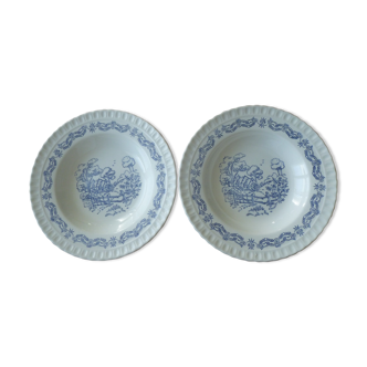 2 hollow plates faience of Gien