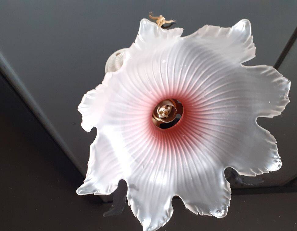 Old transparent and pink glass pendant light