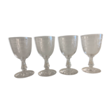 Lot 4 antique liquor glasses engraved with crystal blown
