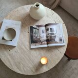 Table basse circulaire Omega - Travertin Naturel