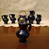 Set 6 Fine miniature vase cobalt blue