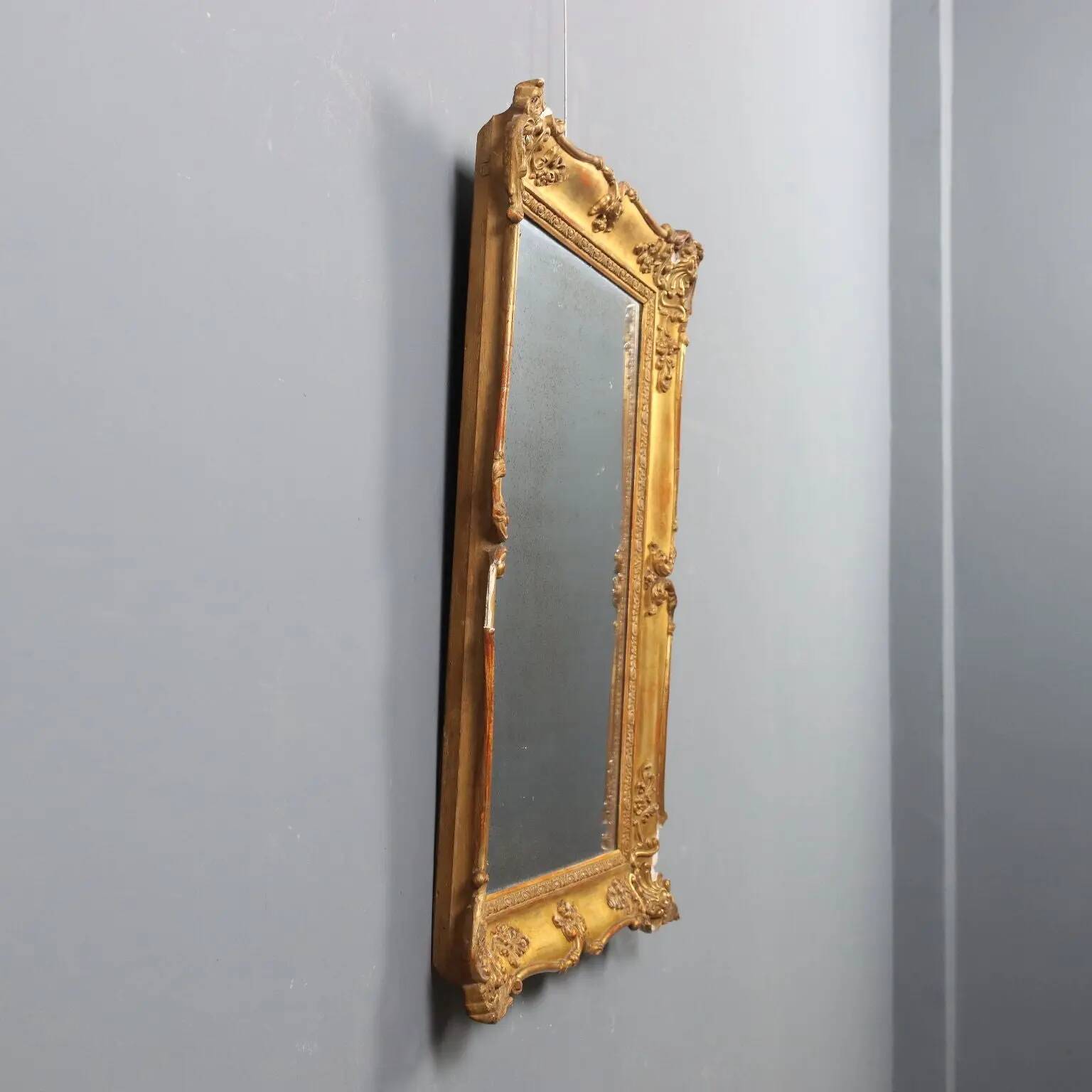Antique carved wooden mirror, Italy, 19th century