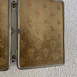 Miroir vintage 1910 triptyque barbier fleur de lys doré - 22 x 50 cm