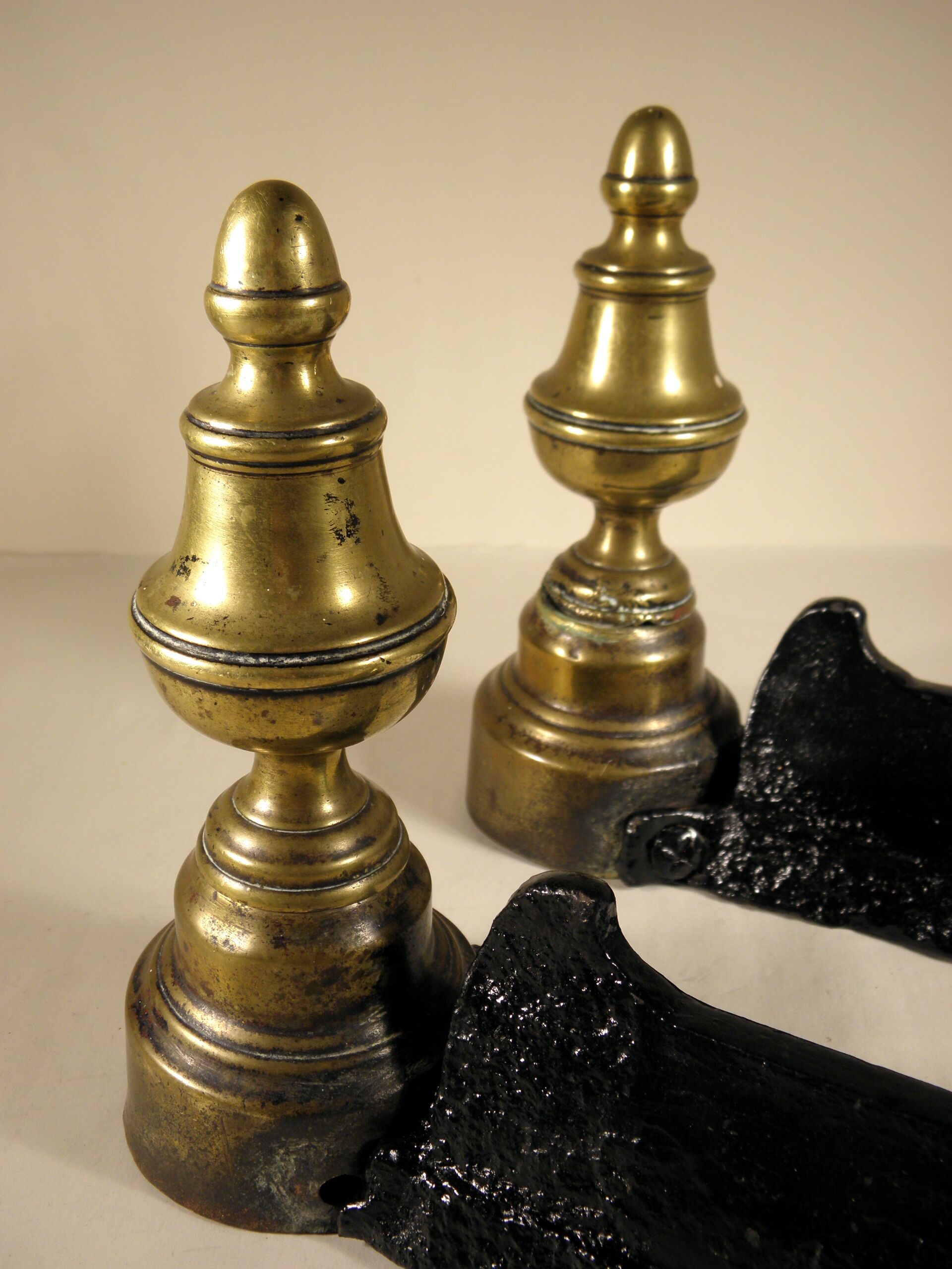 Pair of brass and cast iron chenets
