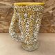 Old pitcher vase Vallauris fat lava yellow ceramic white foams #b479
