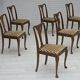 Ensemble de 6 chaises danoises, Années 1930, meubles en velours, bois de chêne, retapissés