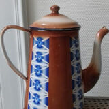 Enamelled coffee maker brown frieze blue flowers