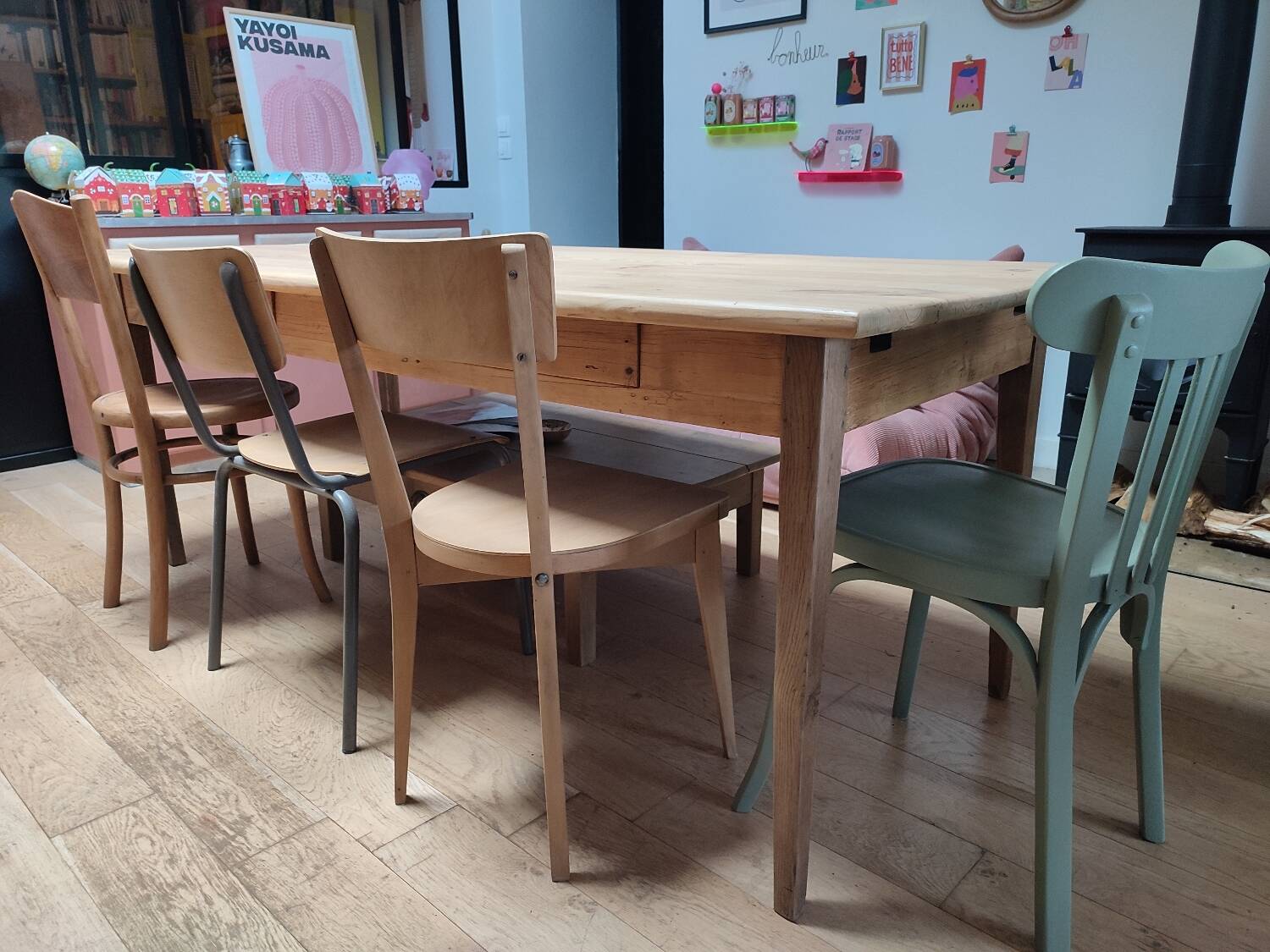 Set of bistro and school chairs