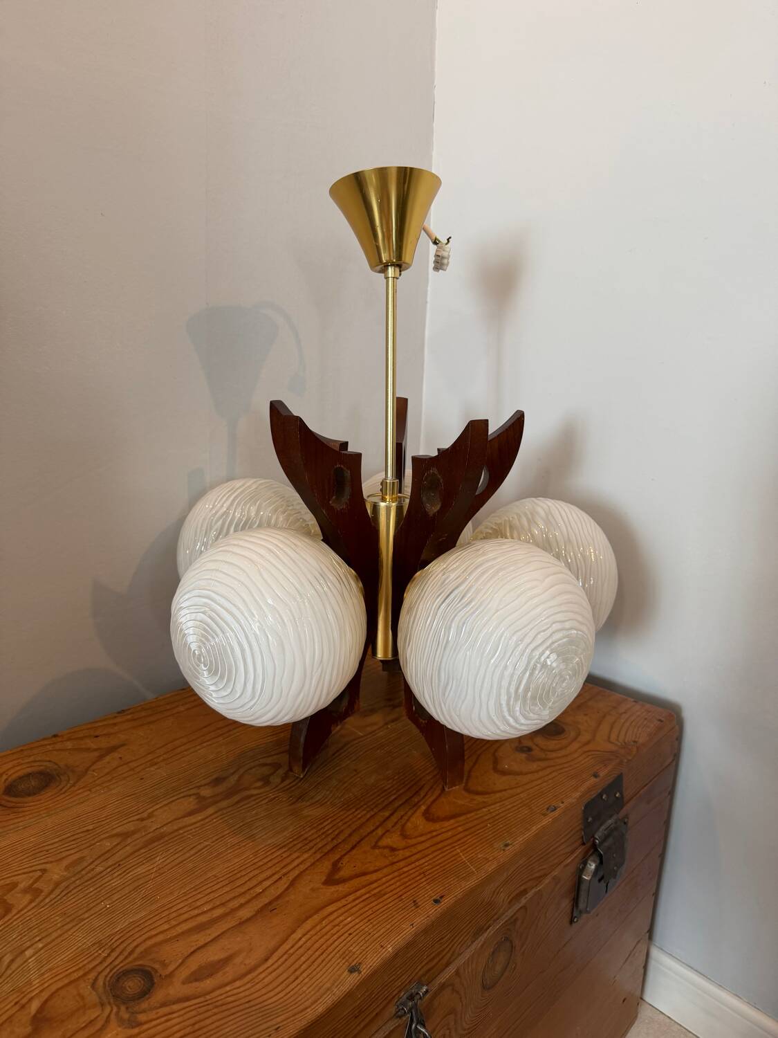 Suspension with 5 globes, Scandinavian design made by Szarvasi.