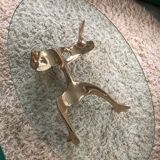 Bronze and glass coffee table with female sculpture by Victor Roman