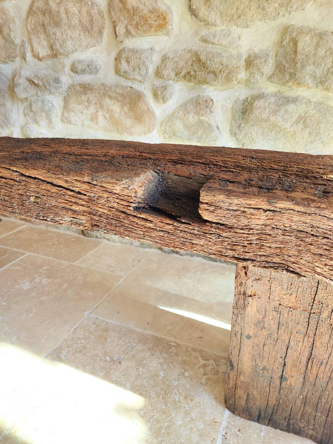 Century-old solid oak bench