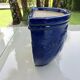 Wall pot in glazed blue terracotta with a grape design, 1970s.