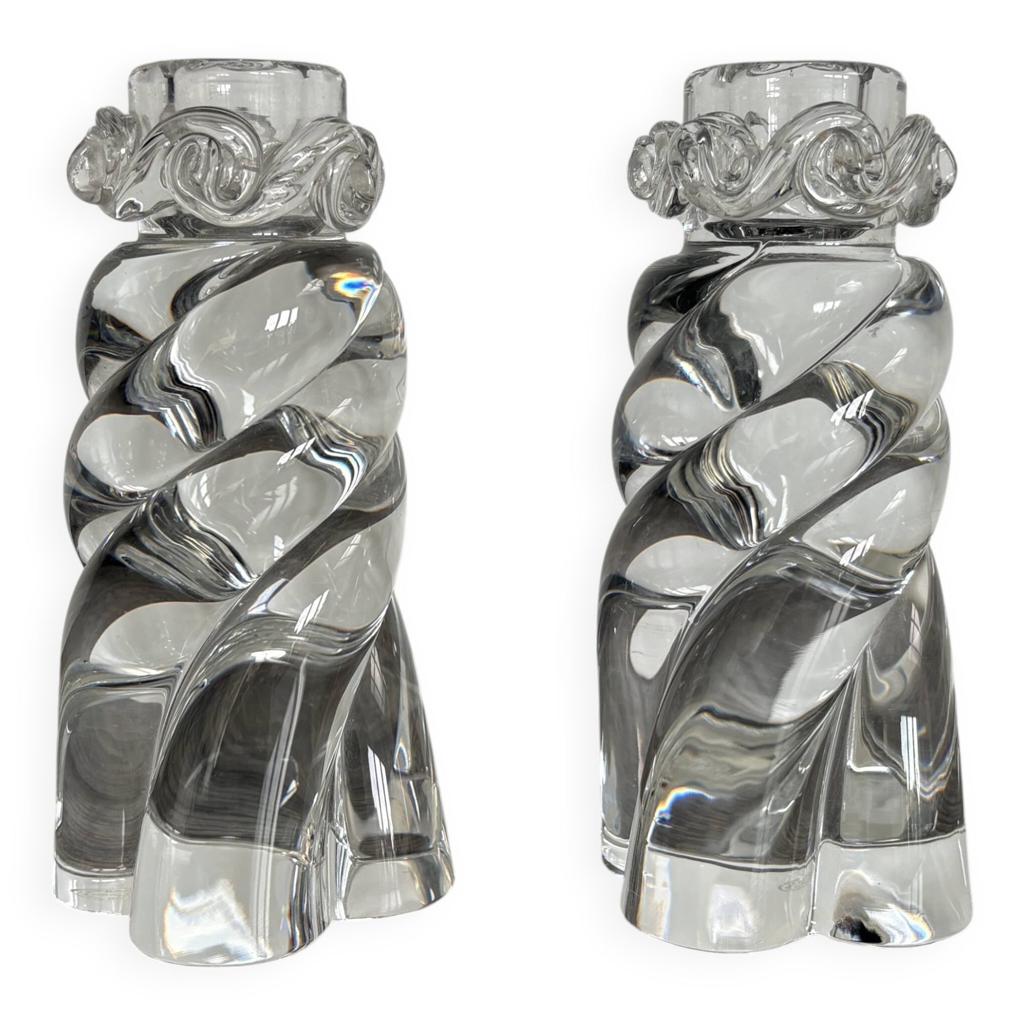 Pair of signed Baccarat Aladin candlesticks