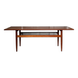 Mid-Century Modern Danish Teak and Rosewood Long Coffee Table with Magazine Rack