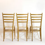 Trio of wooden chairs and rope, Italy, 1950s