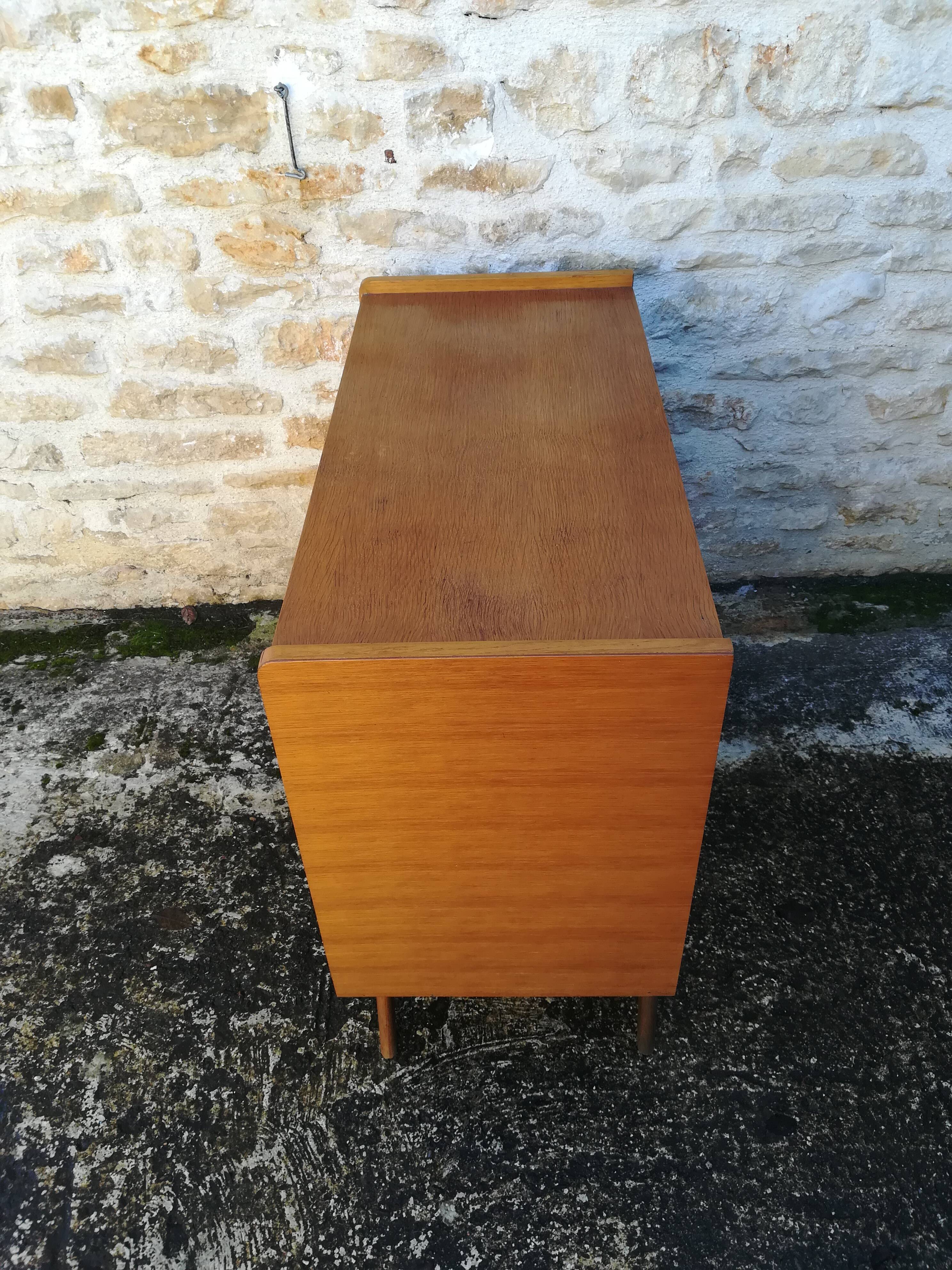 Vintage rattan and oak chest of drawers