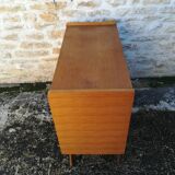Vintage rattan and oak chest of drawers