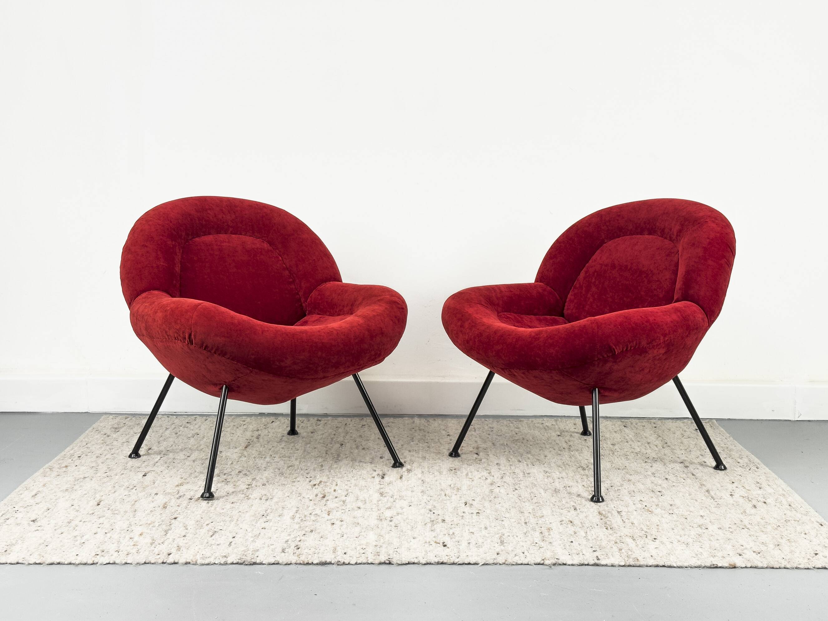 Red Lounge Chairs by Fritz Neth for Correcta, 1950s, Set of 2