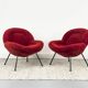 Chaises longues rouges par Fritz Neth pour Correcta, années 1950, ensemble de 2