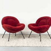 Red loungers by Fritz Neth for Correcta, 1950s, set of 2