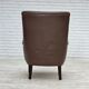 1970s, Danish armchair, original brown furniture leather.