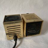 Old spot lamp, square, golden, to table, Aric cubes 70s