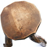 Brutalist folk art stool in solid wood