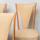 Ensemble de 6 chaises, simili cuir et bois, modernisme vintage années 50