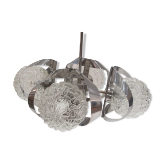 Suspension années 60 verre et chrome