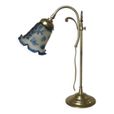 Art Nouveau style lamp, Vianne glassware and brass