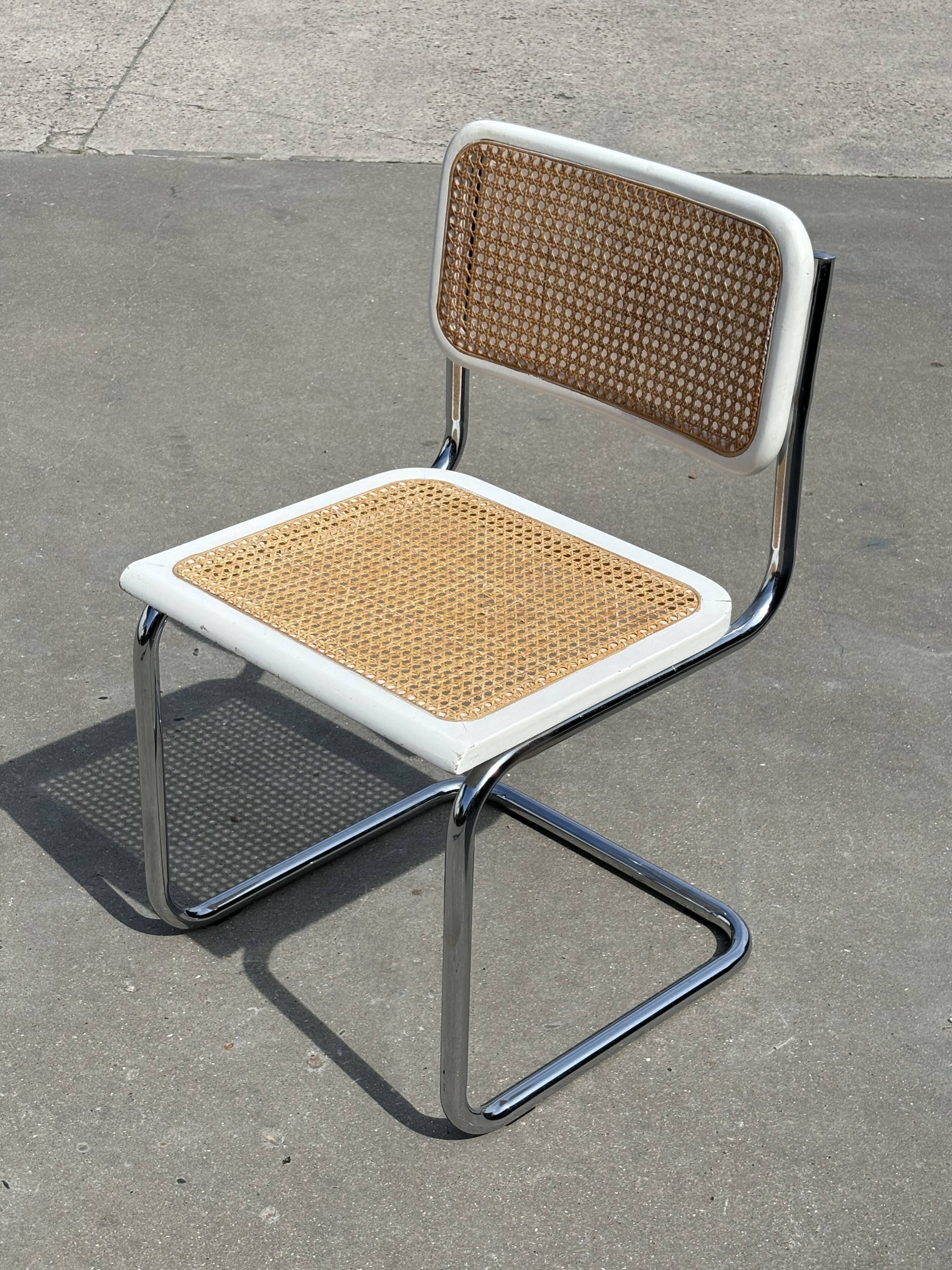 Cesca design chair model b32 in chrome white