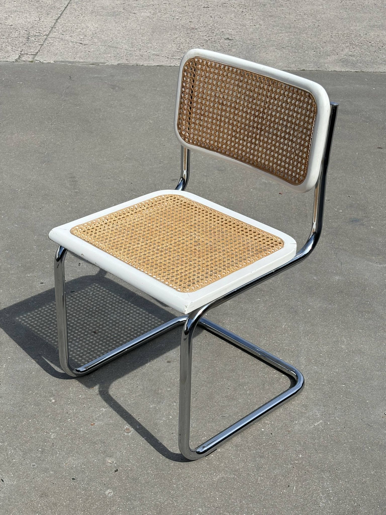 Cesca design chair model b32 in chrome white