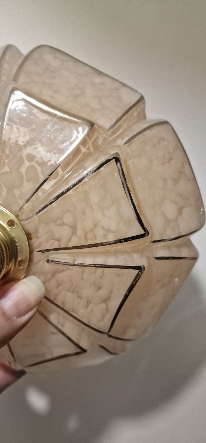 Art Deco pink glass portable or pendant lamp from Clichy